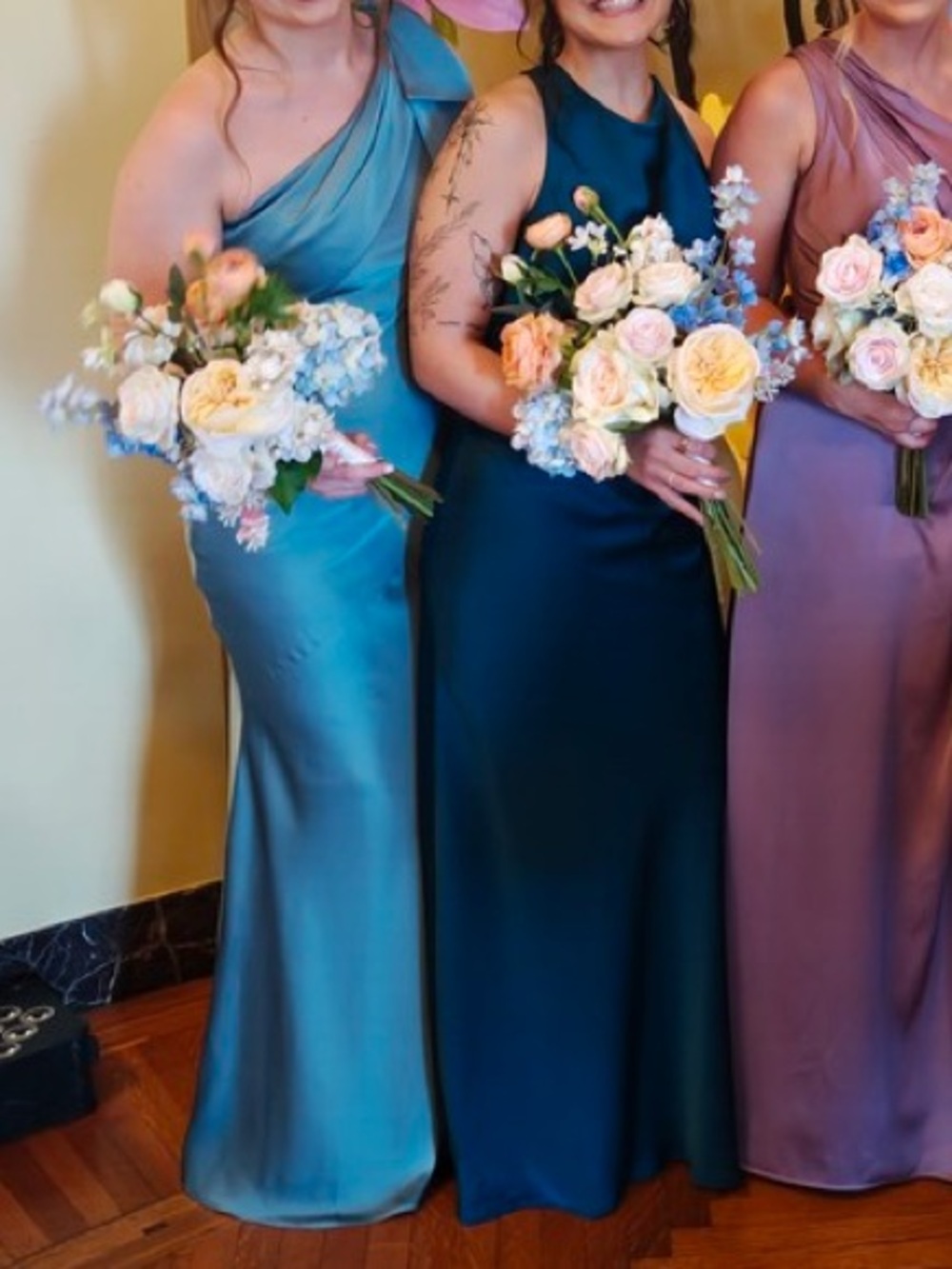 Azazie Yuanna Stretch Satin Moody Blue Bridesmaid Dress - Picture 2 of 6